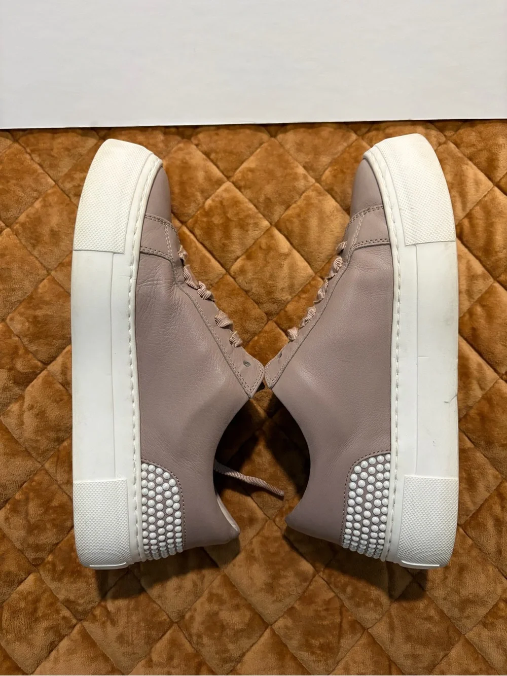 AGL Pearl Embellished Leather Platform Sneakers